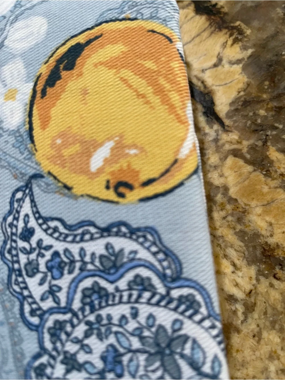 Sigrid Olsen Mediterranean lemon and paisley design shower curtain - 72”x72” NEW